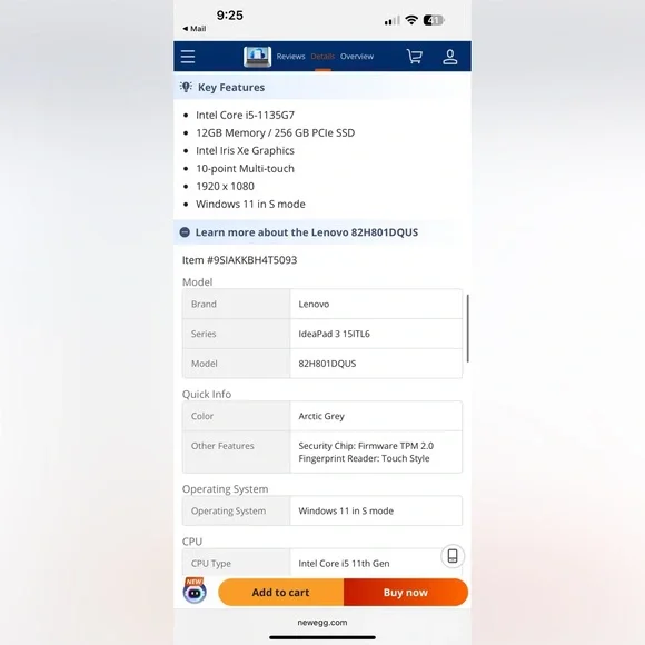 Lenovo Laptop IdeaPad 3 15ITL6 82H801DQUS Intel
Core i5 Touchscreen Windows 11 - Picture 10 of 10
